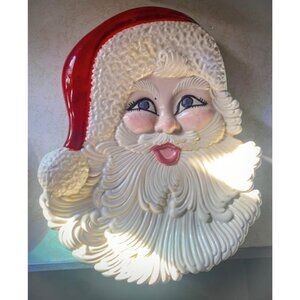 Vintage Atlantic Mold Santa Claus Ceramic Wall Hanging Cookie Platter Retro Deco